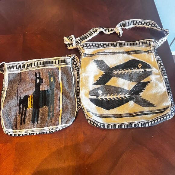 Woven Boho Wool Crossbody Shoulder Bags Llama & Fish Hippie Zipper Closures - Picture 9 of 9